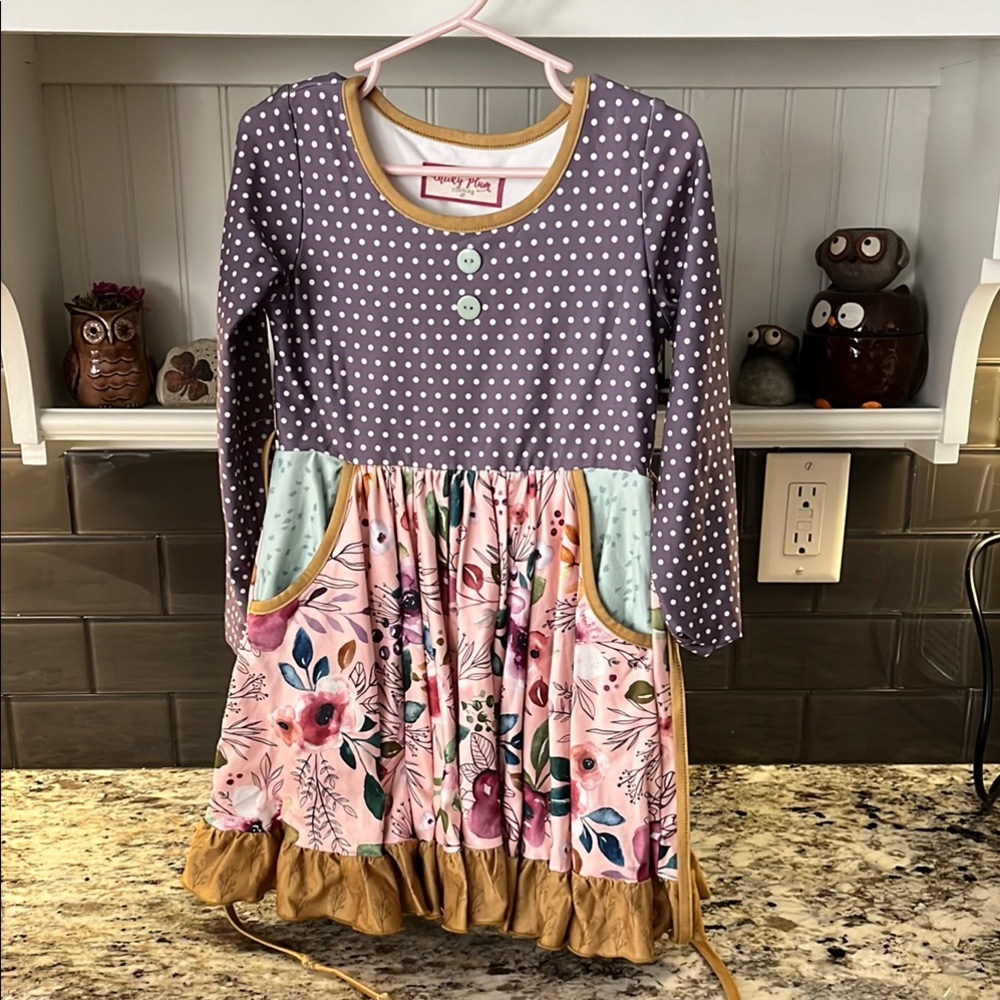 Cheeky Plum Polka Dot and Floral Dress